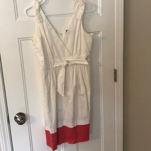 White Dress with Coral accent